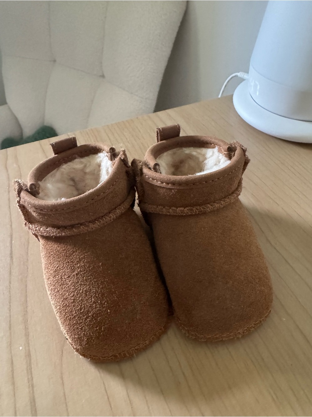 UGG Brown Baby Walker Shoes with Shearling Lining
